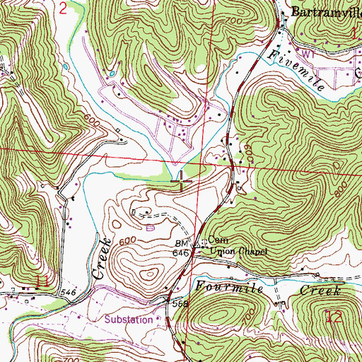Topographic Map of Fivemile Creek, OH