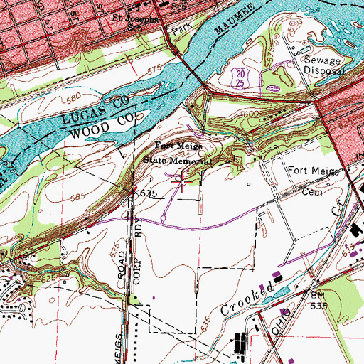 Topographic Map of Fort Meigs State Memorial, OH