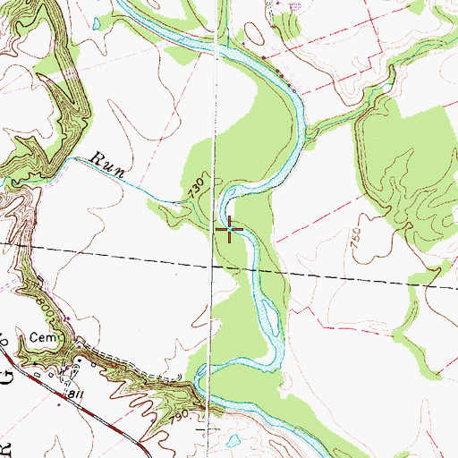 Topographic Map of Georges Run, OH