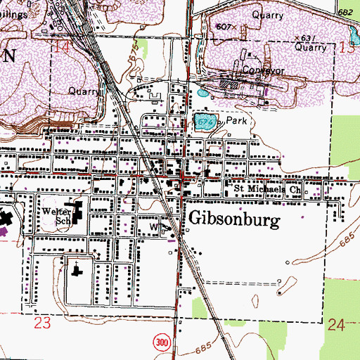 Topographic Map of Gibsonburg, OH