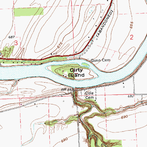 Topographic Map of Girty Island, OH