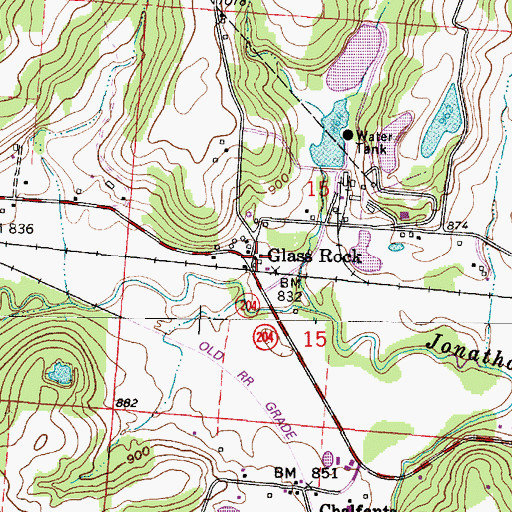 Topographic Map of Glass Rock, OH