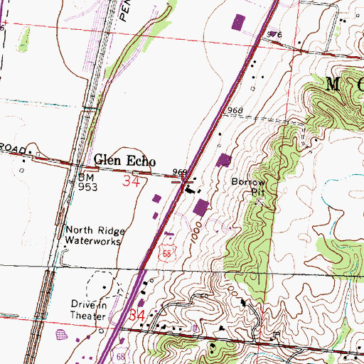 Topographic Map of Glen Echo, OH