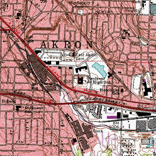 Topographic Map of Goodyear Middle School, OH
