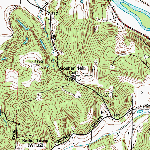 Topographic Map of Goshen Hill Cemetery, OH