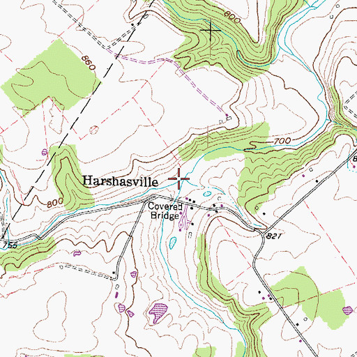 Topographic Map of Grace Run, OH