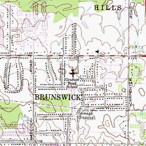 Topographic Map of Grafton Road School, OH