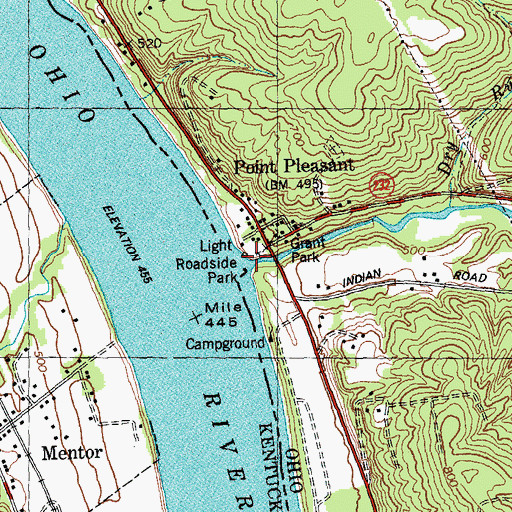 Topographic Map of Grant Park, OH