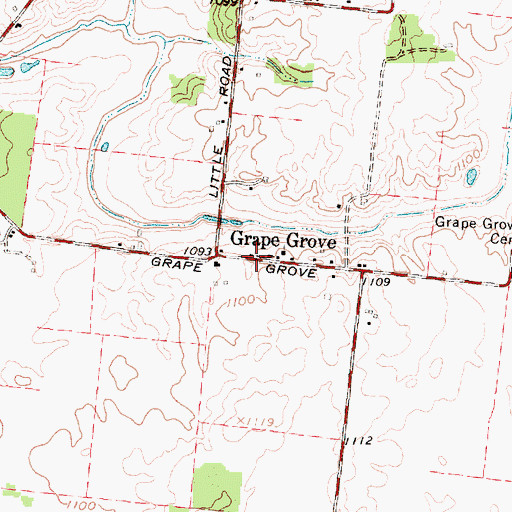 Topographic Map of Grape Grove, OH