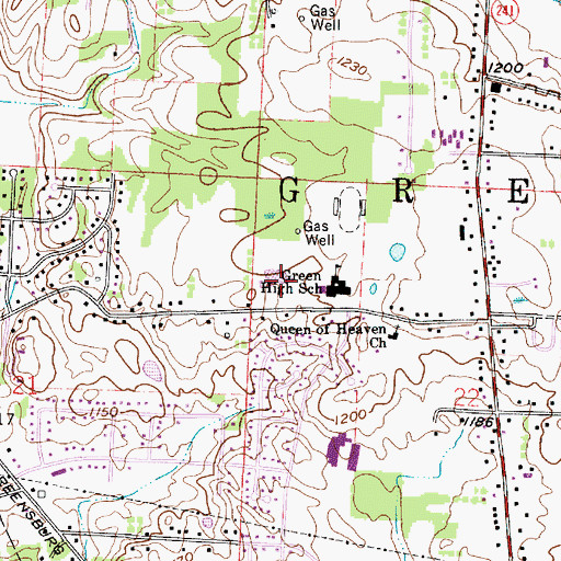Topographic Map of Green Middle School, OH