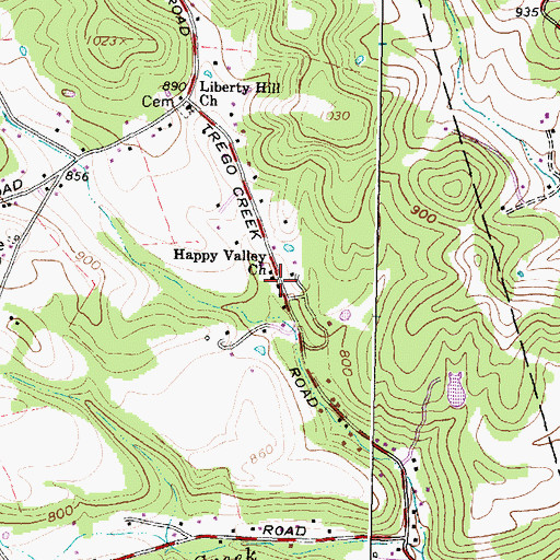 Topographic Map of Happy Valley Church, OH