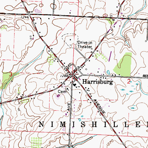 Topographic Map of Harrisburg, OH