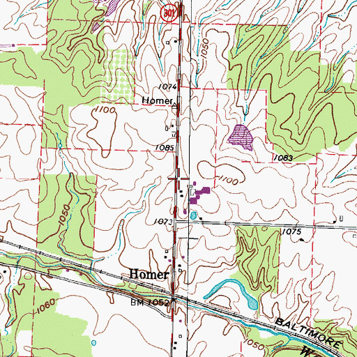 Topographic Map of Homer, OH