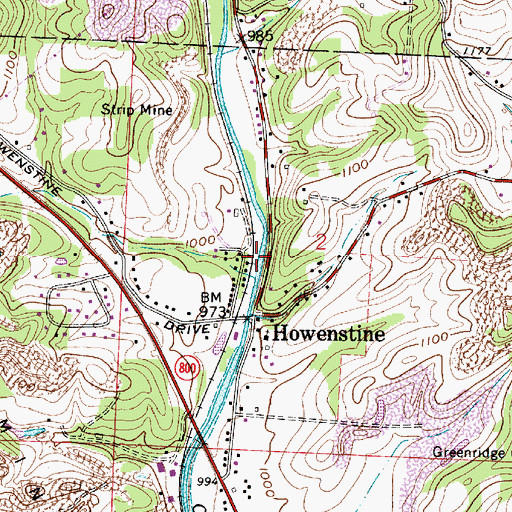 Topographic Map of Howenstine, OH