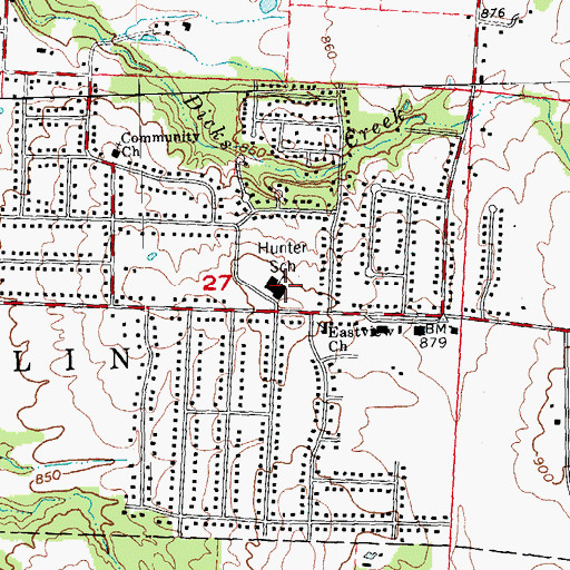 Topographic Map of Hunter Elementary School, OH