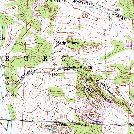 Topographic Map of Indian Run Church, OH