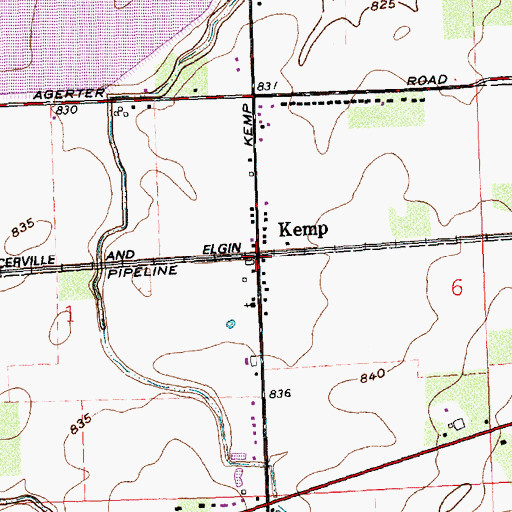 Topographic Map of Kemp, OH