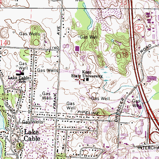 Topographic Map of Kent State University, OH