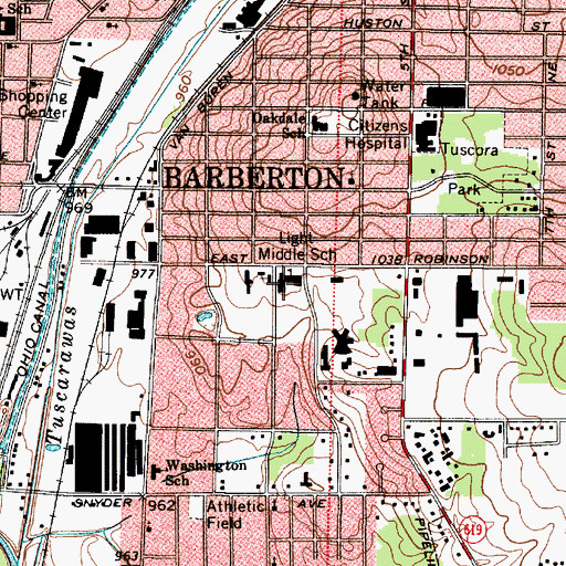 Topographic Map of Light Middle School, OH