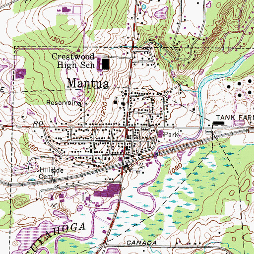 Topographic Map of Mantua, OH