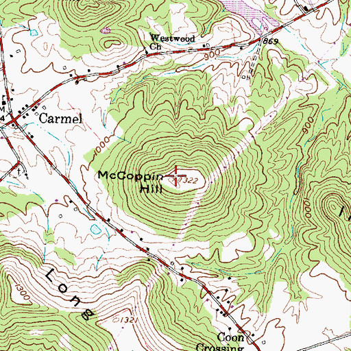 Topographic Map of McCoppin Hill, OH