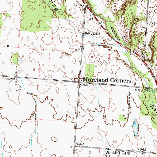 Topographic Map of Moreland Corners, OH