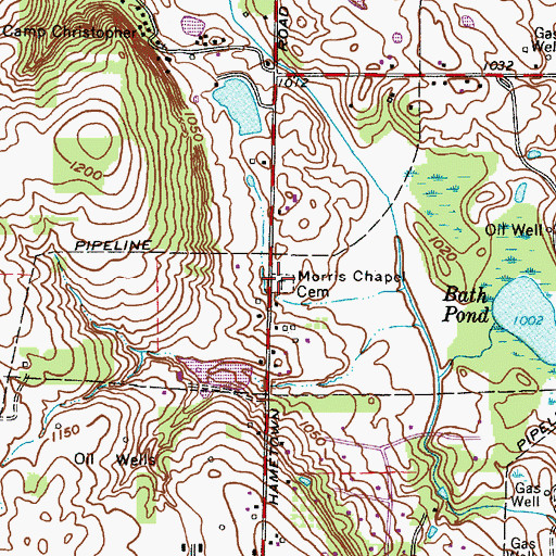 Topographic Map of Morris Chapel Cemetery, OH
