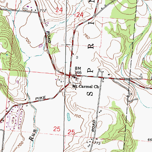 Topographic Map of Mount Carmel Church, OH