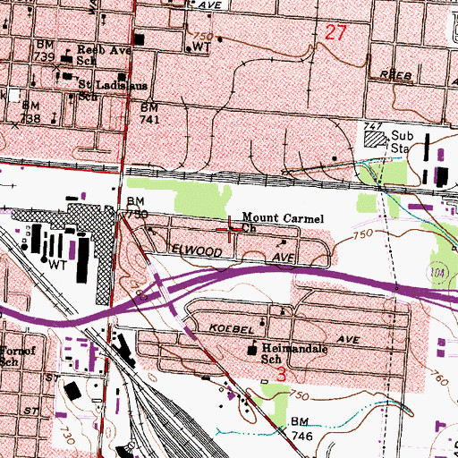 Topographic Map of Mount Carmel Baptist Church, OH