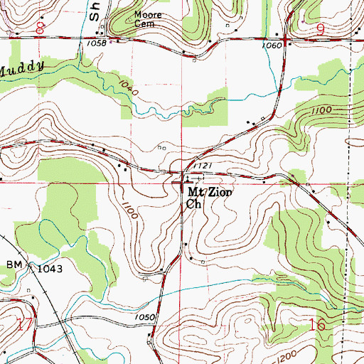 Topographic Map of Mount Zion Church, OH