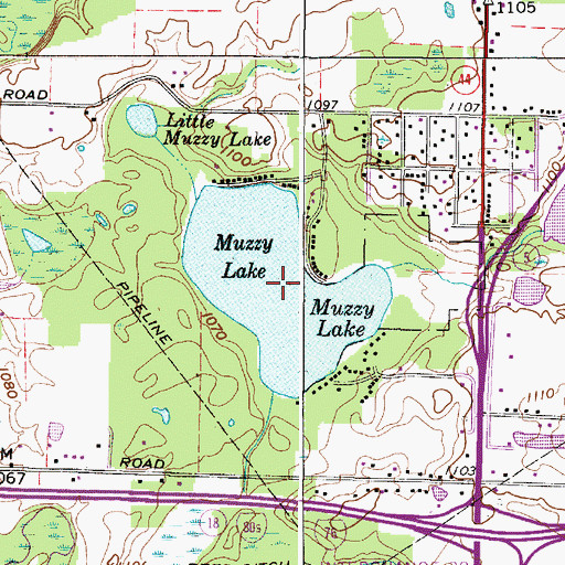 Topographic Map of Muzzy Lake, OH