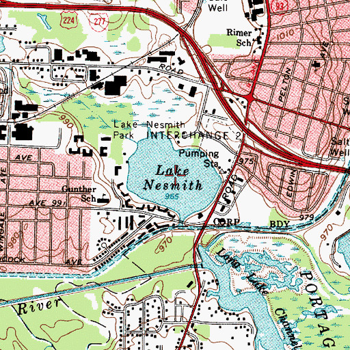 Topographic Map of Lake Nesmith, OH