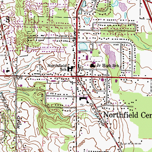 Topographic Map of Northfield Center, OH