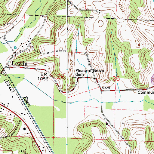 Topographic Map of Pleasant Grove Cemetery, OH