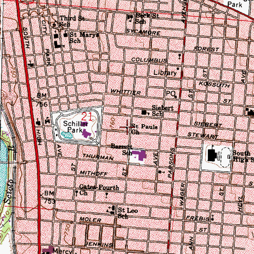 Topographic Map of Saint Pauls Church, OH