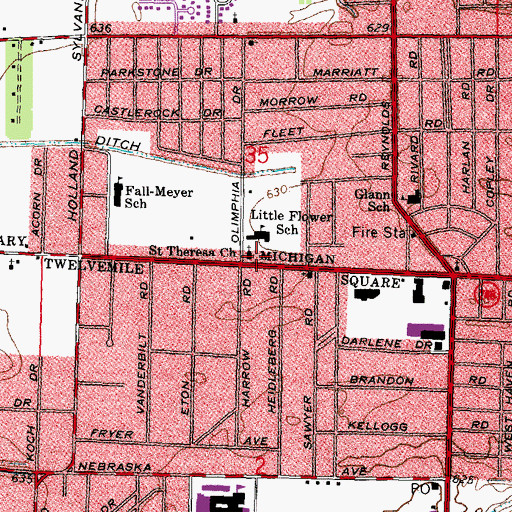 Topographic Map of Saint Theresa Church, OH