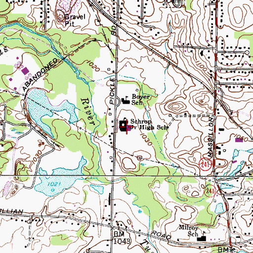 Topographic Map of Schrop Intermediate School, OH
