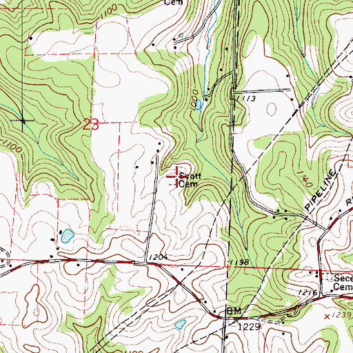 Topographic Map of Scott Cemetery, OH