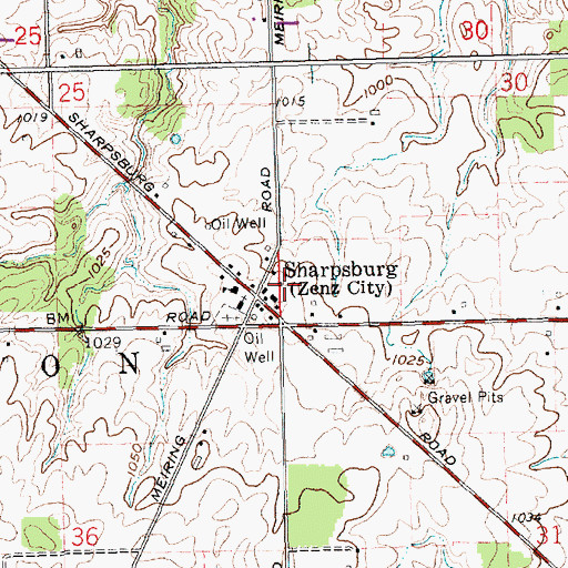Topographic Map of Sharpsburg, OH