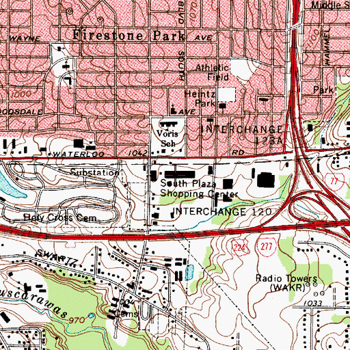 Topographic Map of South Plaza Shopping Center, OH
