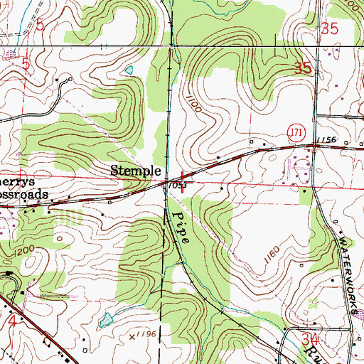 Topographic Map of Stemple, OH