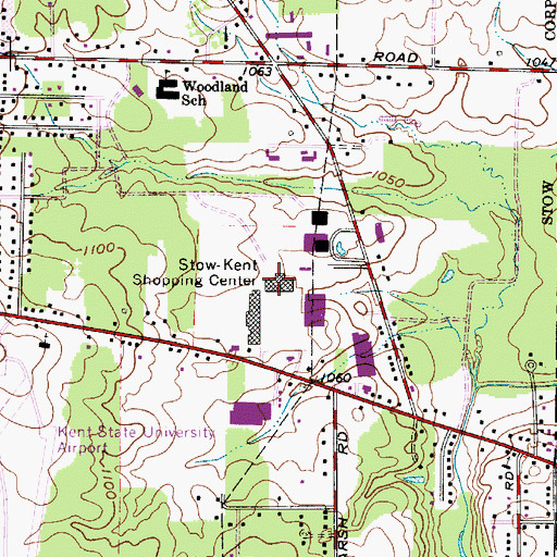 Topographic Map of Stow-Kent Shopping Center, OH