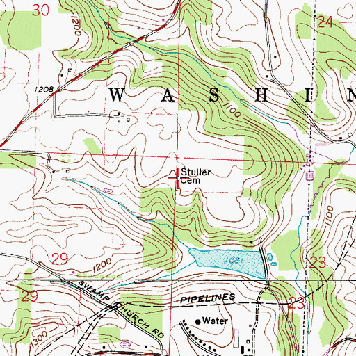 Topographic Map of Stuller Cemetery, OH