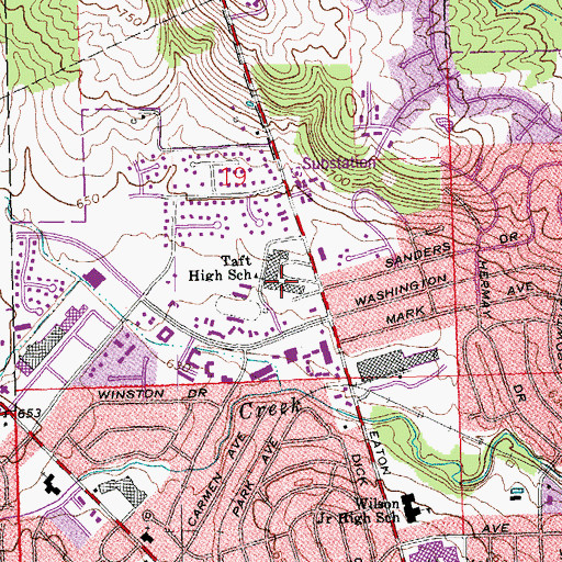 Topographic Map of Hamilton High School, OH