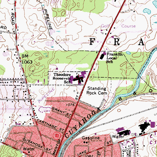 Topographic Map of Roosevelt High School, OH