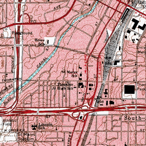 Topographic Map of Akron Opportunity Center, OH