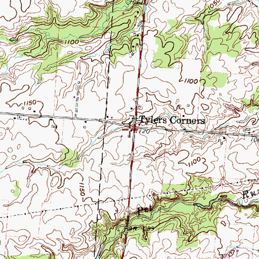 Topographic Map of Tylers Corners, OH