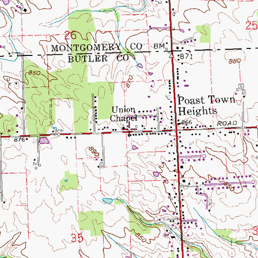 Topographic Map of Union Chapel United Methodist Church, OH