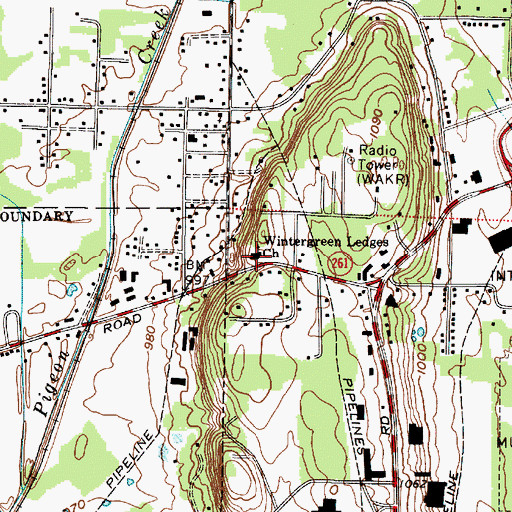 Topographic Map of Wintergreen Ledges Church, OH