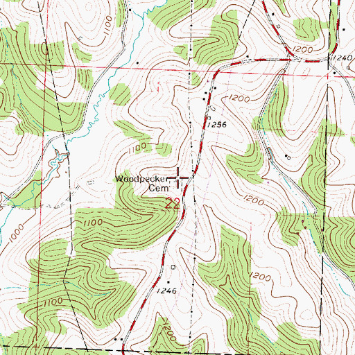 Topographic Map of Woodpecker Cemetery, OH